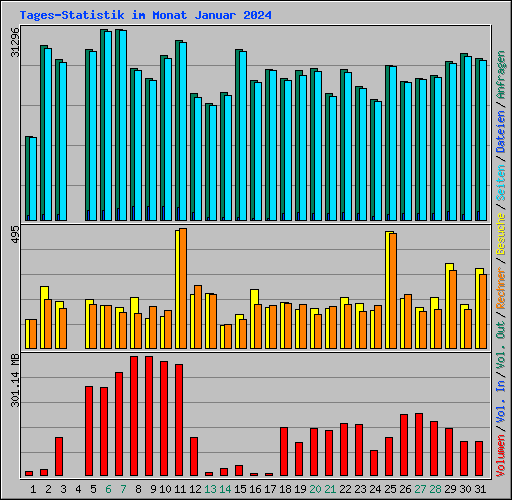 Tages-Statistik im Monat Januar 2024